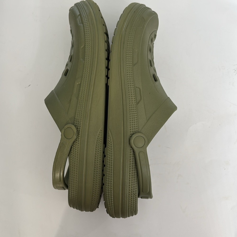 Olive Green Clogs Size 12/13 Slip On Mules Back Strap Lightweight - Picture 6 of 9